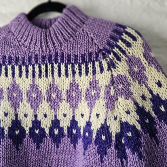 Vintage Sweaters - VTG 80'S Chunky Handknit Wool Fair Isle Sweater Sz XS